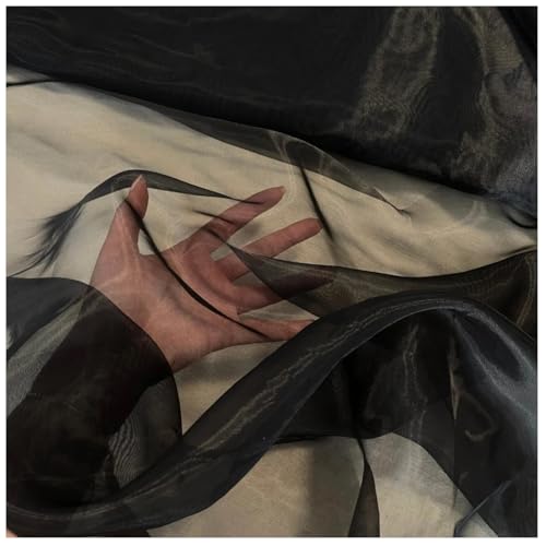 Image of MDS MDS Pack of 10 Yard Bridal Solid Sheer Organza Fabric Bolt for Wedding Dress,Fashion, Crafts, Decorations Silky Shiny Organza 44aa‚¬- Black