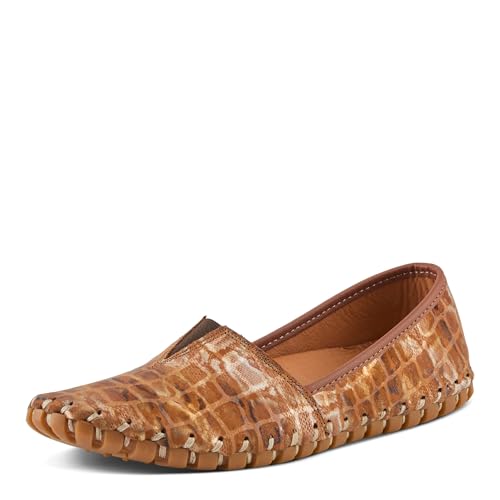 Spring Step Women's KATHALETA-SPICE Slip-On Flats–Croco-Embossed Leather Shoes with Arch