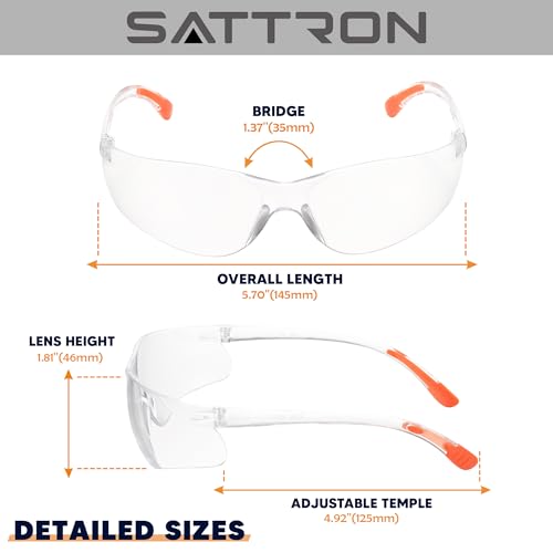SATTRON 48 Pack Clear Safety Glasses, Protective Eyewear for Men Women, UV Protection Safety Goggles ANSI Z87.1 Scratch & Impact Resistant Eye Protection for Construction, Sports, Lab, Shooting by SATTRON - Image 3