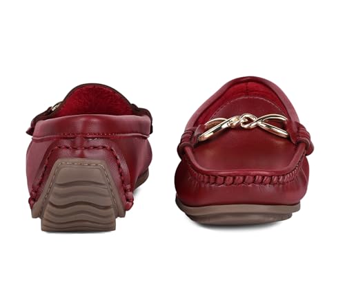 Image of LOUIS STITCH Women's Premium Slip-On Loafers with Buckle | Elegant Solid Slip-On Comfort Shoes for Casual and Formal Wear | Slip-On Loafer Shoes for Women | LSLD-BLR-HS02