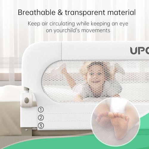 UPGOGO Folding Bed Rail for Toddlers,Baby Bed Rail Guard with Reinforced Anchor Safety System,Fit Bunk,Full Size,Queen,King,Twin(White,71"x23.6") by UPGOGO - Image 5