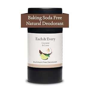Each & Every All Natural Deodorant for Women & Men – Sensitive Skin, Plant-Based, Baking Soda & Aluminum-Free Deodorant – Clean Long Lasting 24 Hr Odor Control – Coconut & Lime Travel Size, 2.5oz