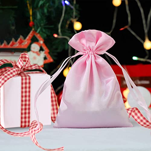Aklvbl 30 Pack 5 X 7 Inches Pink Satin Gift Bags, Jewelry Bags, Drawstring Pouch, Wedding Favor Bags, Baby Shower Bags, Silk Bags #TOP4