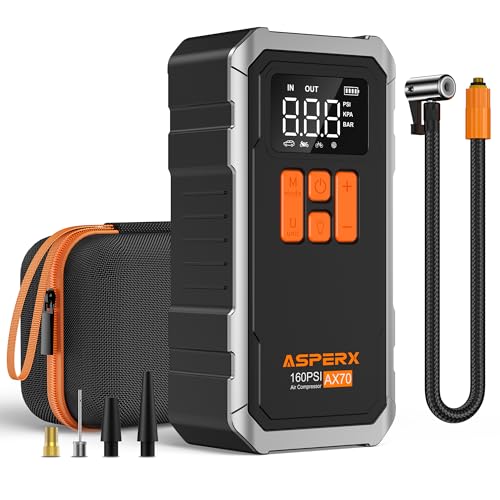 AsperX 160PSI Cordless Tire Inflator with LCD, Auto Shut-Off