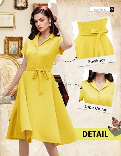 Image of Wedtrend Women's Vintage Tea Dress, Short Sleeve Cocktail Party Dress Work Church Casual Dress