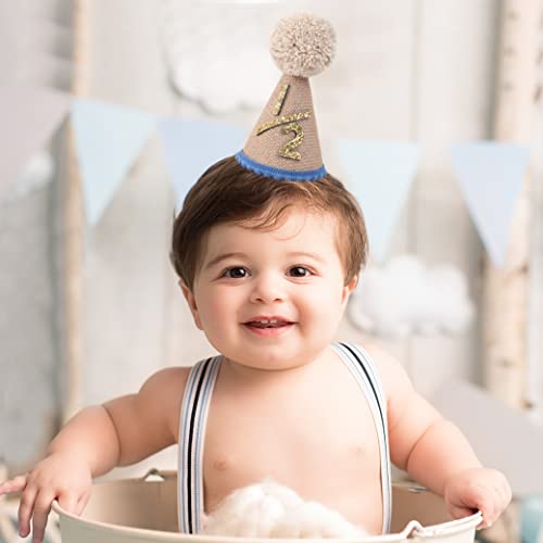 WAOUH Half Birthday Hat for Baby - 1/2 Birthday Crown Hat,Baby Photo Prop for 6 Month, Mini Crown Cake Smash (Lake Blue)