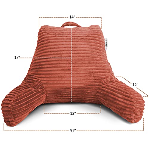 Image of Nestl Reading Pillow with Shredded Memory Foam, Luxe Cut Plush Back Pillow for Sitting Up in Bed, Back and Arms Adjustable Support for Adult & Teens, Backrest Pillows with Washable Cover Misty Rose