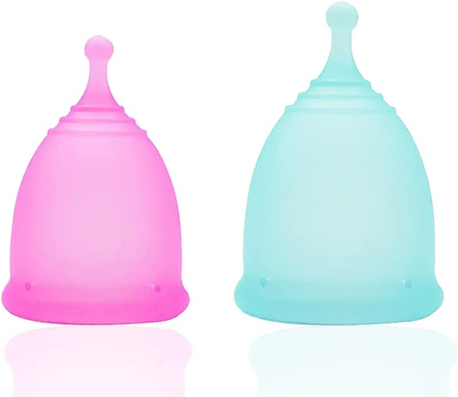 ELECDON Soft Menstrual Cup - Super Soft & Flexible, Reusable Silicone, 12-Hour Wear, Easy to Clean, Tampon & Pad Alternative (1 Small & 1 Large)