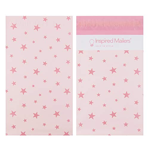 Image of Inspired Mailers - Poly Mailers Variety Pack of 30 (10 Each: 6x9, 10x13, 14.5x19 Sizes) - Rose Gold Stars Deluxe - Shipping Envelopes - Mailing Bags
