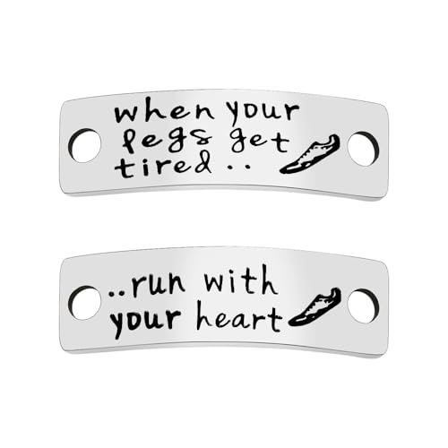 When Your Legs Get Tired Run with Your Heart Running Shoe Tags Inspirational Marathon Runner Gifts for Women Men Encouragement Gifts for Son Daughter Runner Shoe Charms for Laces Shoe Lace Tag