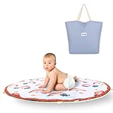 Baby Play Mat & Toy Storage Bag – 2-in-1 Foldable Activity Floor Mat and Organizer for Infants and Toddlers – Soft, Non-Toxic & Portable – Nordic Rainbow Design by Scozy