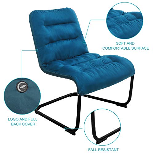Sillón metal moderno con cojín azul miniatura 6