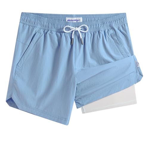 Image of maamgic Mens Swim Trunks 5 inch with Compression Liner Stretch Quick Dry Swim Shorts Swimming Trunks Bathing Suits