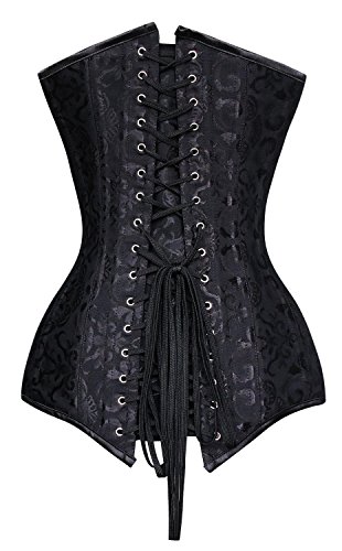Charmian Women's 26 Steel Boned Brocade Long Torso Hourglass Body Shaper Corset Black Xxx-Large #TOP1