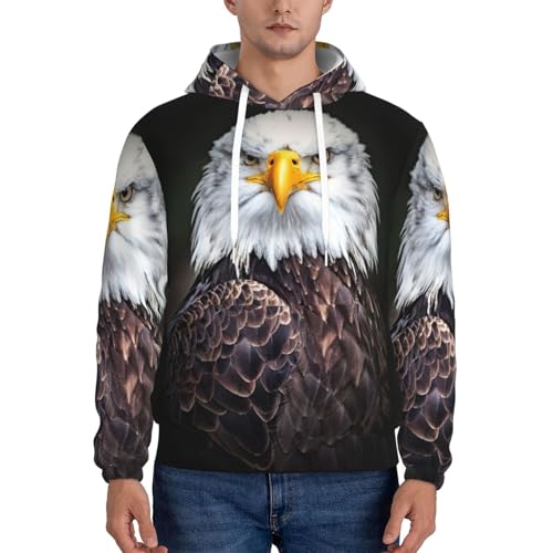 Sweat à capuche aigle blanc homme - Pull à cordon de serrage confortable
