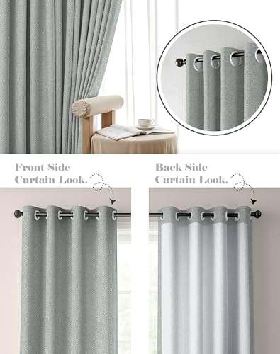 Image of Casableu Twillbone Digital Print 85% Blackout Curtains for Long Door /Window, Thermal Insulated, Tie Back, Wider Width 50 in, Eyelet Curtains for Living Room /Bedroom (L Grey 9 ft Set of 2)