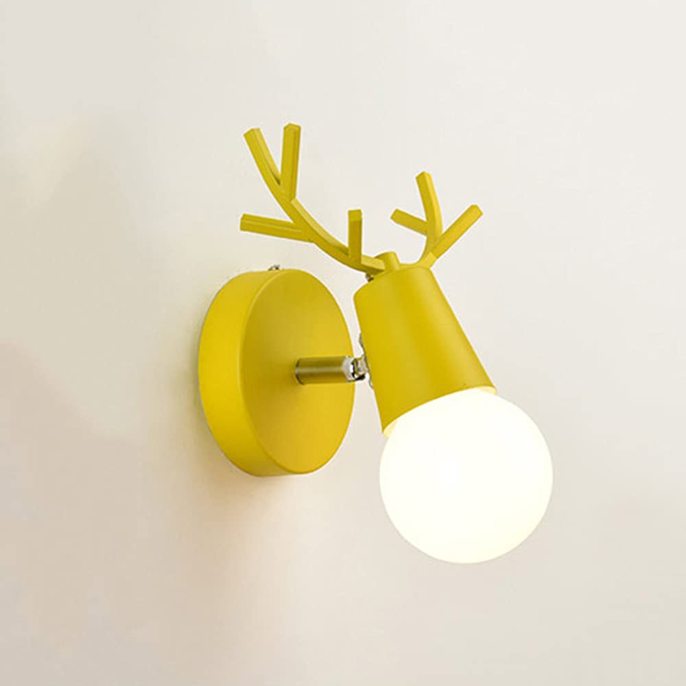 SXECAEPS Nordic Wall Sconce Lighting Fixture Fairy Metal Lamp, Dining Room Bedroom Bedside Mounted Lamps, Modern Vanity Mirror E27 Sconces Home Decor Wash Lights (Color : Giallo)