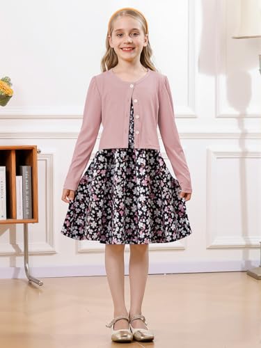 RAISEVERN Girls Casual Adjustable Strap Sleveless Dress Cardigan Set Size 5-12Y - Image 3