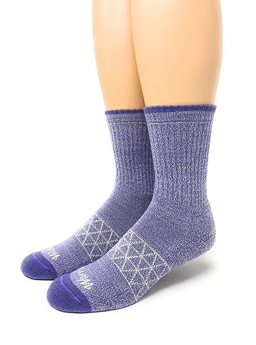 WARRIOR ALPACA SOCKS - All Day - Everyday - Terry Lined - Cushioned - All-Purpose Socks - Unisex (Small, Lilac/White - Mid Crew)