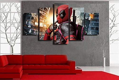 CHUADIAD 5 Piezas de póster de película Marvel Deadpool decoración de Pared Moderna para el hogar...