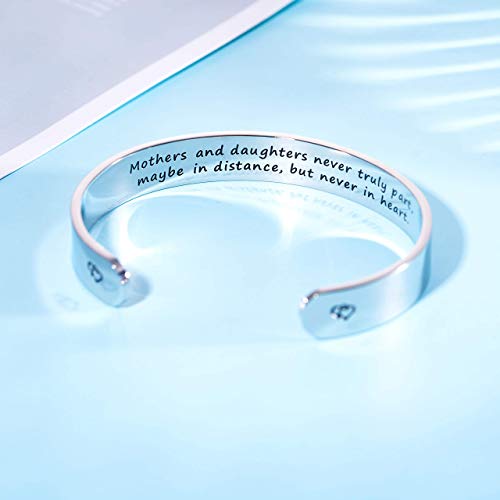 Lparkin Mom Gifts Bracelets Mothers And Daughters Never Truly Part Maybe In Distance But Never In Heart Moms Bracelet Gift From Daughter #TOP6