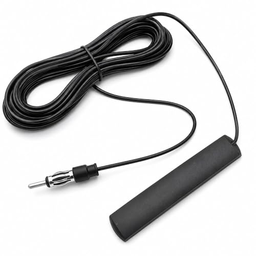 Image of Car Aerial Antenna – Hidden Adhesive Mount AM FM Radio Aerial with 3m Cable and Car Radio DIN Plug – Vehicle Antenna for Windshield Dashboard and Car Stereo Radio Setup
