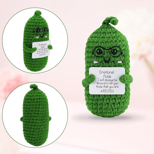 Image of Hoedia Crochet Pickle Dolls Friend Birthday Easter Gifts for Her Women Wife Girlfriend Sister from Husband Men, Cute Funny Gifts for Coworkers Student Teacher Roommates (Pickle with Glasses)