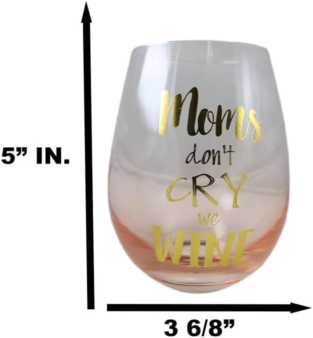 Miniatura 3 de Ebros Gift Sonoma Collection 'Mom's Don't Cry We Wine' - Copa de vino sin tallo con base brillante de oro rosa con acabado metálico dorado (2)