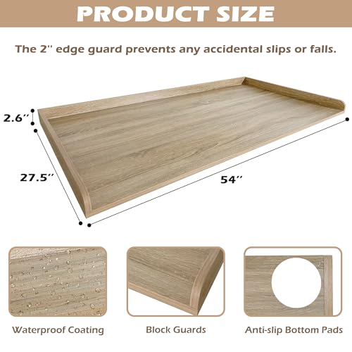 Royxen Washer Dryer Countertop Solid Wood with Polyester Coating, Laundry Countertop with Edge Rails - 27.5" Depth x 54" Width Laundry Room Organization (White Oak)