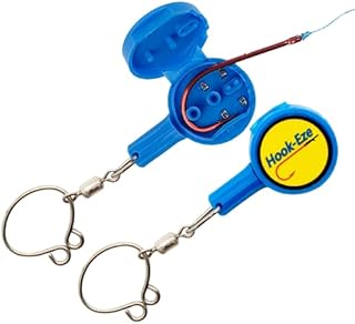 HOOK-EZE 2X Fishing Knot Tying Tool, Standard Size - Safety Device & Line Cutter - Multifunctional Fishing Accessories - Covers Fully Rigged Hooks - Blue