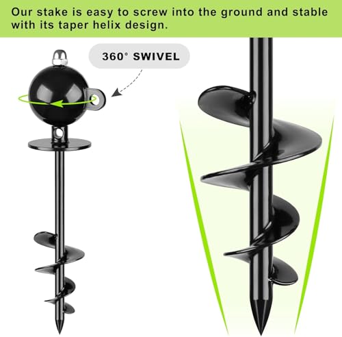 SELEWARE Dog Tie Out Stake Outdoor Anti-Rust Dog Anchor for Large Dogs up to 220 lbs, Free Rotation Dog Stake Dog Camping Gear Twist Rod Included