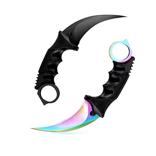 TOPOINT Karambit Knife, Stainless Steel Fixed Blade Knife with Sheath and Cord Knife CS-GO for Hunting Camping and Field Survival (Rainbow&Black)