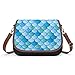 Personalisierte Umhängetaschen Damen Leder Schultertasche Classic Citytasche Kuriertasche Hobotasche Retro-Mode Blaue Skala