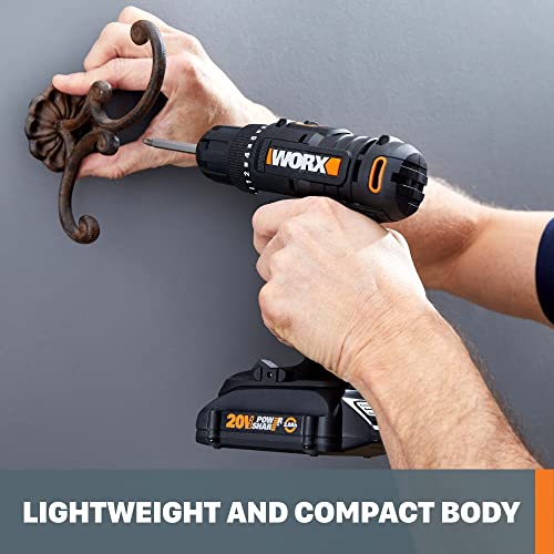 Worx 20V Cordless Drill Driver, 84pc Accessory Kit, Variable 2-Speed, 265 In-Lbs Torque, 20+1 Clutch, Lightweight, Compact, 3/8-Inch Keyless Chuck - Battery & Charger Included thumbnail 9