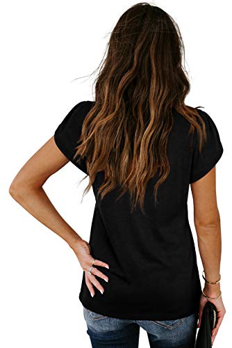 WIHOLL Womens Tops V Neck Summer Petal Sleeve Casual Tshirts4