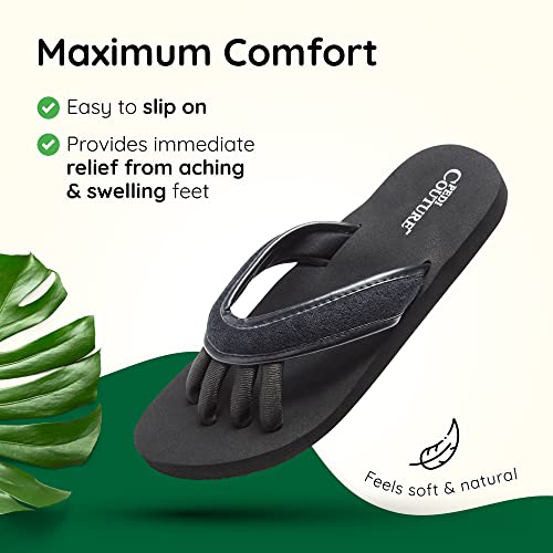 Pedi Couture Pedicure Sandals For Women - Toe Separator Slippers - Black - Medium (7-8) #TOP1