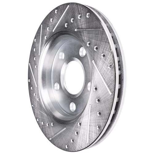Image of Detroit Axle - REAR Brake Rotors for Volkswagen 2004-18 Touareg 03-18 Porsche Cayenne 07-15 Audi Q7 Drilled & Slotted Disc Brake Rotors Replacement: 12.99 inch inch Rotor