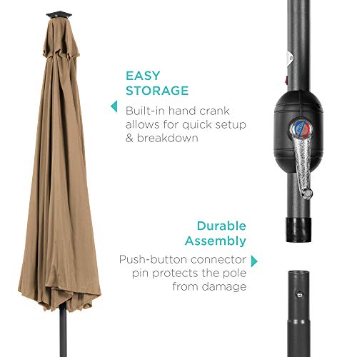 Best Choice Products SKY3297 10Ft Solar Polyester Led Lighted Patio Umbrella W/Tilt Adjustment And Uv-Resistant Fabric thumb #5