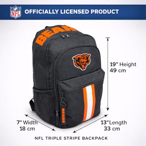 Image of NFL Chicago Bears Backpack - Triple Stripe Wordmark Design with Keychain
