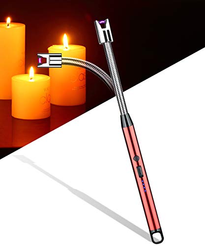 HXAYR Longer Neck Flexible Electric Arc Lighter, Build-in Rechargeable Battery USB Type-C Plasma Arc Lighter with LED Battery Display+Safety Switch for Candle BBQs Camping Cooking Fireworks
