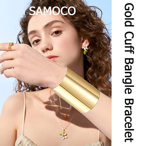 Samoco 2Pcs Cuff Bangle Bracelet For Women Gold Cuff Bracelets Open Wide Wire Bracelets Adjustable Tone Wrist Cuff Wrap Bracelet(A,Gold) #TOP1