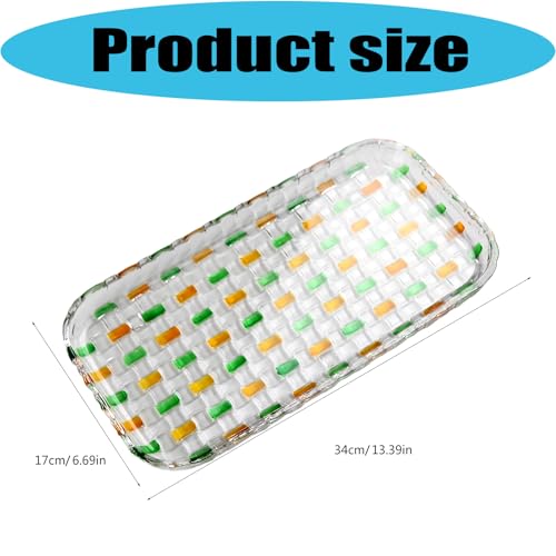Bandeja de vidrio transparente para postres con relieve texturizado 4