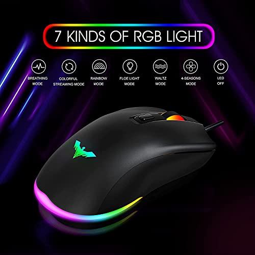 havit 60% Mechanische Tastatur und Maus mit Kabel, Type C kabelgebundene 61 Tasten Gaming Tastatur QWERTZ mit Rot Schalter, Programmierbare RGB Gaming Maus (KB611L) - Image 5