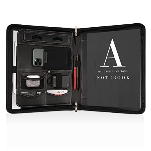 Portadocumentos A4 Premium con doble cremallera y compartimento de 13 pulgadas para la tableta, IPad Carpeta de Conferencias profesional de PU-cuero para hombres y mujeres