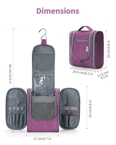 Image of Hanging Travel Toiletry Bag Kit Cosmetic Makeup Organizer for Women and Men (A-Purple)
