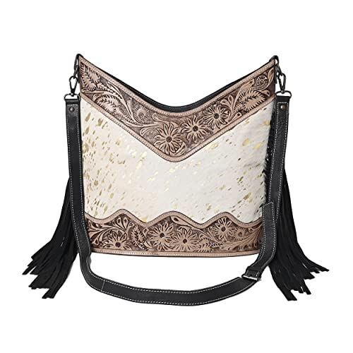 Image of Leather Cross Body Bag Purse for Woman Sling Bag Cowhide Handmade Western Shoulder Bags With Adjustable Strap 12x14 in