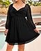 Pinup Fashion Plus Size Black Dress for Women Sweetheart Neckline Party Graduation Summer Long Sleeve Teens Swing Mini Skater Dresses