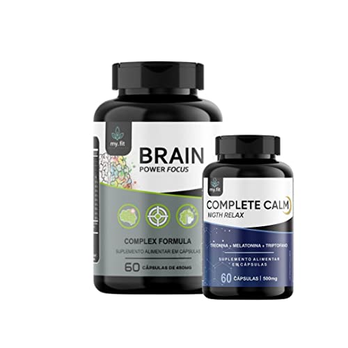 Kit Nootrópico Brain Power Focus (Dia) + Complete Calm Relax (Noite) - Fórmula Diurna para melhorar o Foco e Atenção + Fórmula Noturna para Relaxamento e Melhora do Sono