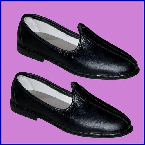 Divyanshu Fashion Enterprises Punjabi Jutti Men Leather, Men's Ethnic Footwear Perfect for Men's Casual, Ethnic Wear Black-730