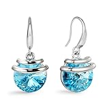 Crystal French Wire Dangle Drop Earrings (Aquamarine)